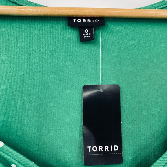 Torrid Polka Dot Mini Dress Bow Front Fit & Flare Jersey Knit Green White NEW 12 - Picture 6 of 10